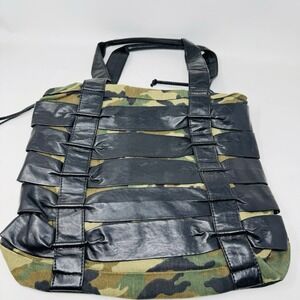 Camouflage and Black Shoulder Bag
